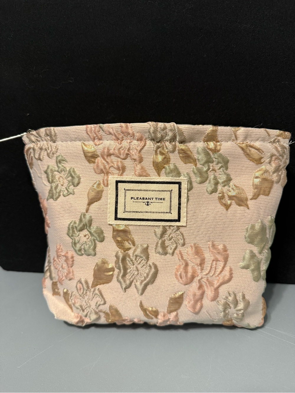 Floral Embroidered Pink Cosmetic Pouch